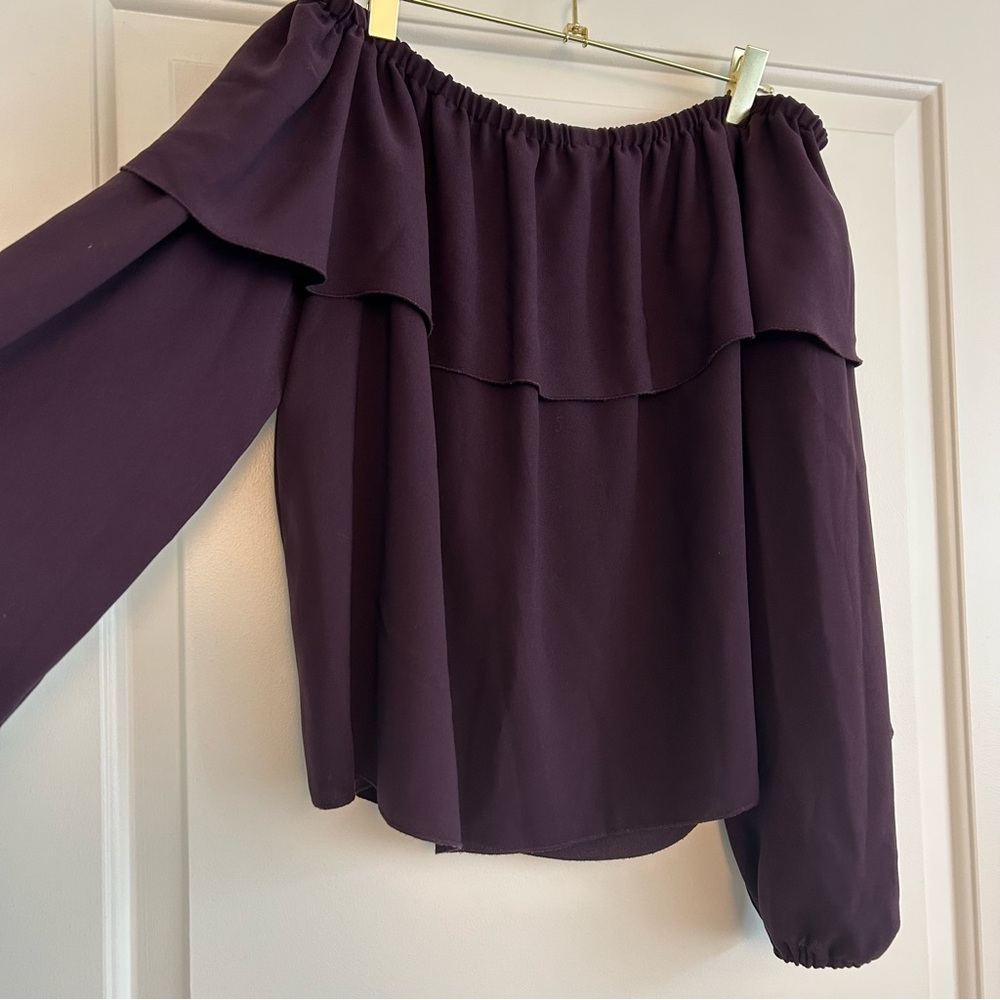 Aritzia Wilford Off-Shoulder Blouse in Dark Purple